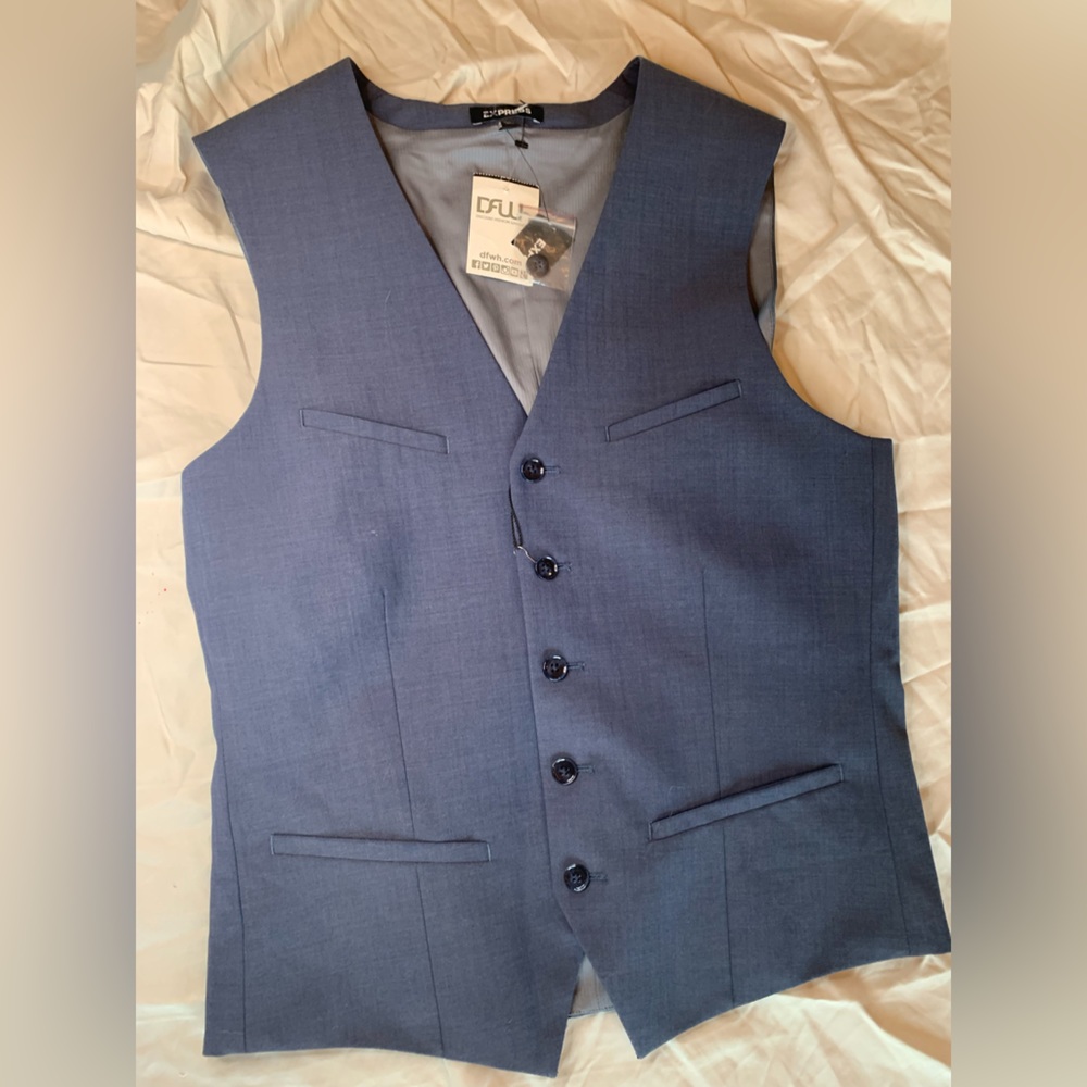 Mens/boys dress suit jacket. Sewed pockets dark blue silky